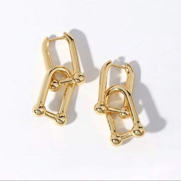 The U Link 2 in 1 Statement Drop Earring in Gold 925/14k - Picture 5 of 9